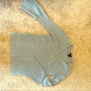 J. Crew light blue sweater with trumpet sleeve